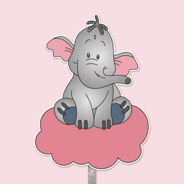 Geboortebord olifant lollifantje op wolk roze