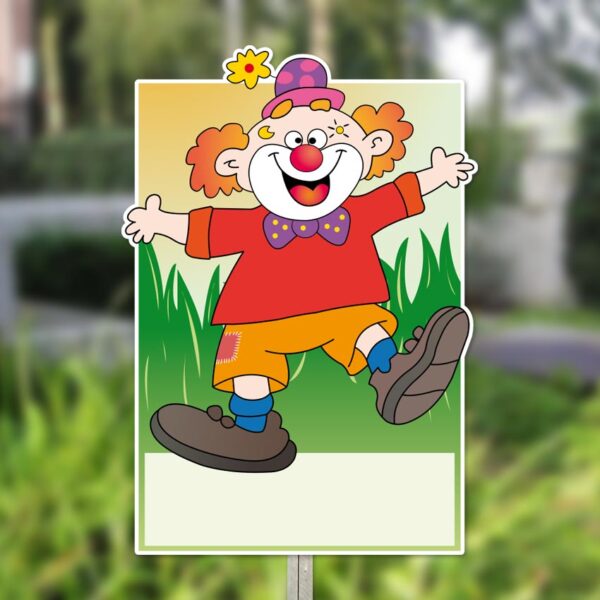 Geboortebord tuin | Blije clown