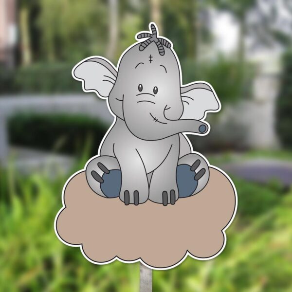 Geboortebord tuin | Olifant Lollifantje op wolk - bruin